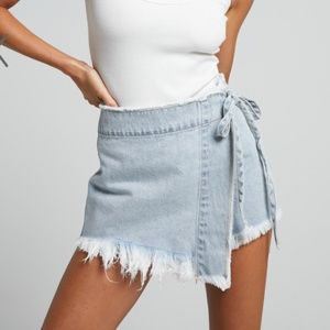 Showpo Wrap Denim Skort